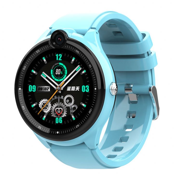 Kids round 4G GPS smart watch with touchscreen, Android system, and camera for child safety.