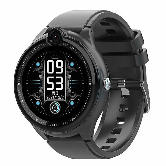 Kids round 4G GPS smart watch with touchscreen, Android system, and camera for child safety.