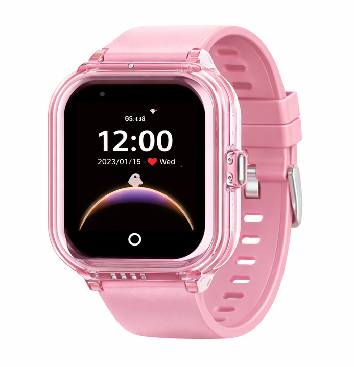 Wonlex CT01 4G kids GPS tracking smartwatch in pink color with real-time location and SOS
